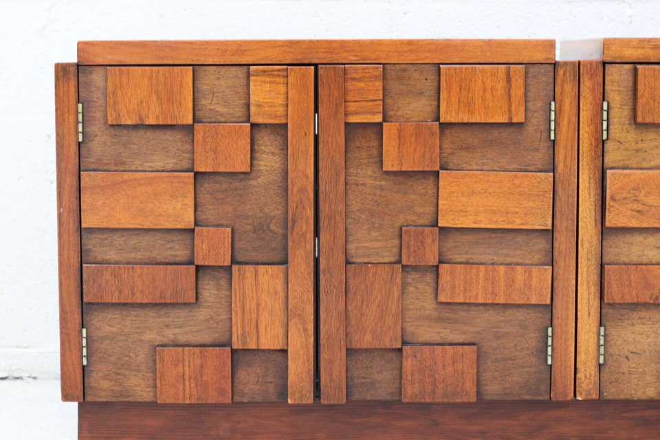 Consola de TV Lane Brutalist personalizada (mesas de noche) Mid-Century moderna Paul Evans Foto 2 de 4