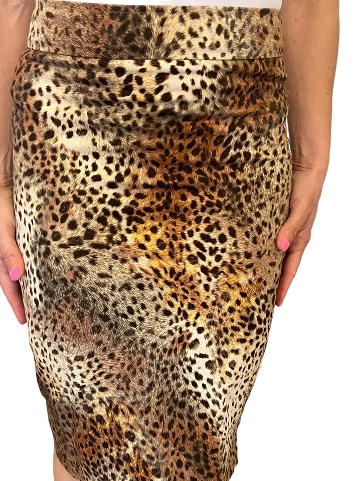 AVENUE MONTAIGNE WOMENS  PULL ON SKIRT PENCIL STRETCH ANIMAL LEOPARD 12 F1039 - Image 4 of 4