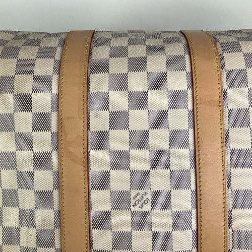 Louis Vuitton Damier Azur Keepall Bandouliere 45 Canvas Boston Bag - Picture 17 of 20