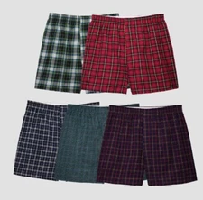 Fruit of the Loom Mens Boxers 5 Pack Relaxed Fit Plaids/Stripes Tagless