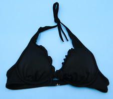 Victorias Secret 34A Black Ruffle Underwired Tie Push-up Bikini Top Halter Swim