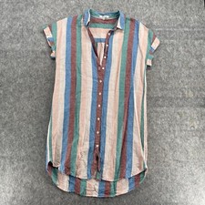Madewell Womens Central Flagstaff Stripe Linen Blend Shirt Dress Size S