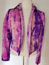 LANVIN silk blazer coat JACKET 38 pink purple beige fuscia dyed XS 0 2 4 6 tan S