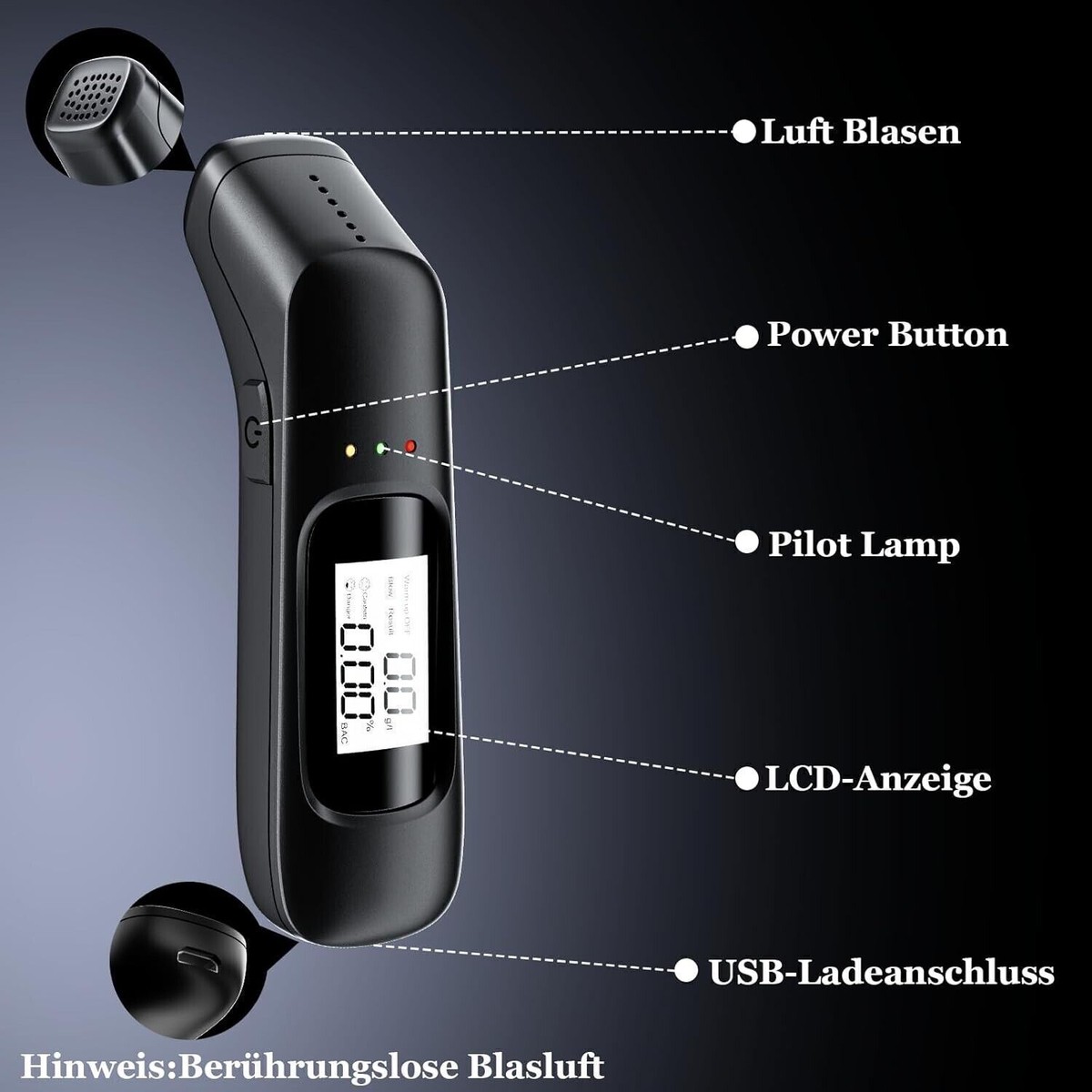 Etilometro Portatile Professionale | Test Alcol Con 10 Boccagli | Display LCD, Precisione Elevata - Foto 2