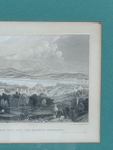 Steel Engraving VIEW Of HUDSON NY AND CATSKILL MOUNTAIN 1800s HAND COLORED - Picture 3 of 3