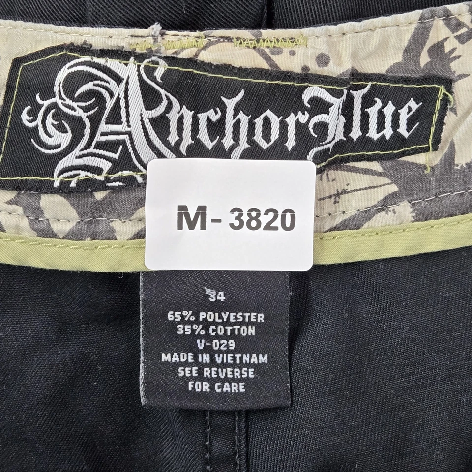 VINTAGE Anchor Blue Men Shorts 34 Black Cargo Patch Logo 11" Skater Y2K - Image 2 of 4