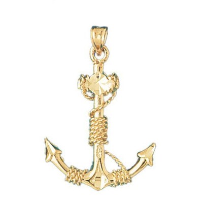 3D Ship Anchor Charm Pendant 14k Gold