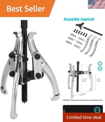 Compact 8-Inch 3-Jaw Gear Puller -  CR-V Steel for Easy Component Removal