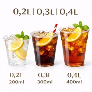 Trinkbecher Transparent 0,2L 0,3L 0,4L Party Becher