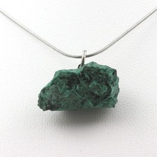 Raw Malachite Necklace. 37.70 Ct. Kipushi Mine, Haut-Katanga, Congo.