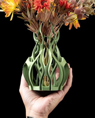 Designer-Vase 3D-Druck Schräg-Form Trockenblumen Deko Tischvase Wunschfarbe