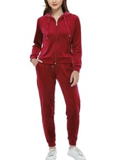 Women's Sweatsuits Set 2 Piece Velour Full Zip Hoodie Tracksuits Sportswear w...