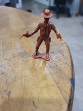 Vintage MPC brown cowboy with guns plastic figure toy