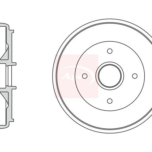 Apec BremsTrommel Citroen C3 II SC 2009 4 LöCher ABS Sensorring, Single-image