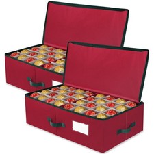 Christmas Ornament Storage Box with Adjustable Dividers, Cube Storage Contain...