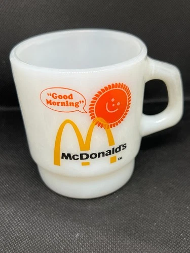 New ListingVintage McDonald's White Milk Glass Coffee Cup Mug Fire King Anchor Hocking
