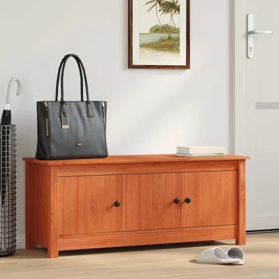 Armoire à Chaussures Blanc 110x38x45,5 cm Bois de Pin Massif Étagère vidaXL - Photo 1/3