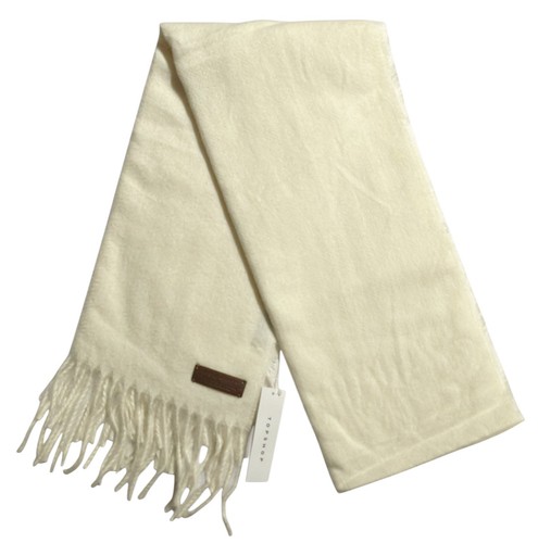 Topshop Recycled Supersoft Scarf With Tab Cream Fringe One Size ~ NWT
