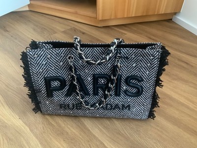 Shopper Tote Bag Handtasche Tweed, Rue Madam schwarz/creme