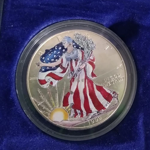 1999 American Eagle Walking Liberty $1 Silver Dollar 1 oz 999 Color Uncirculated