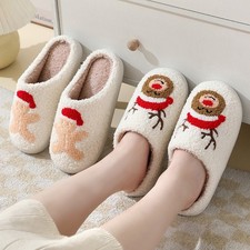 Christmas Slippers Cute Cartoon Santa Claus Cotton Slippers For Women And Men Co