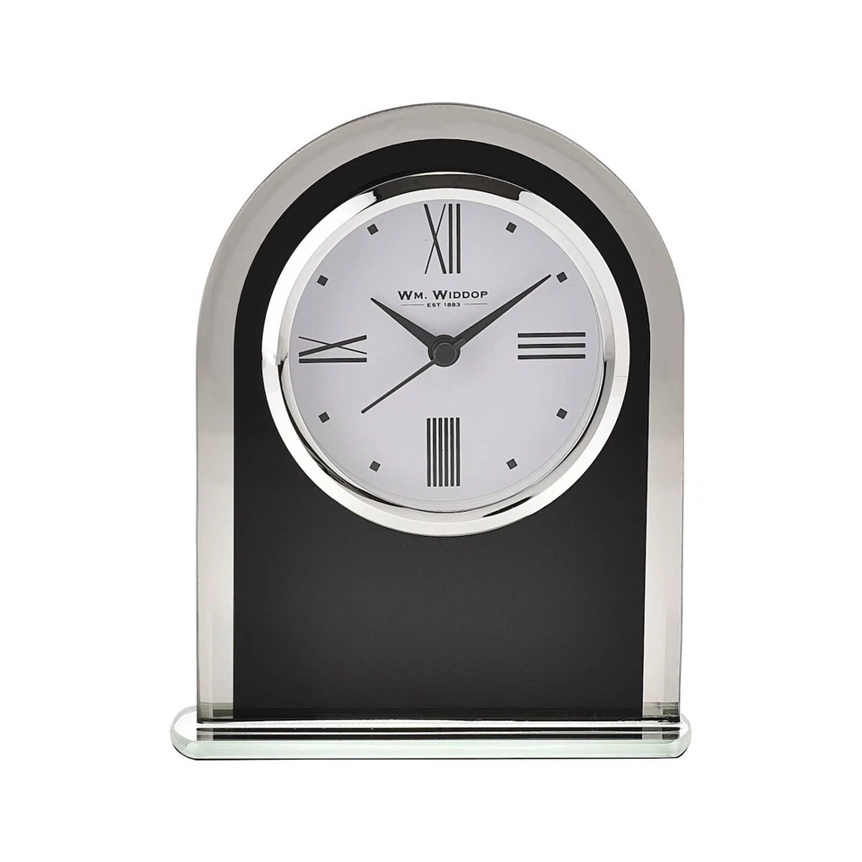 Widdop Black and Silver Mantel Clock Living Room Accessory Monochrome Design