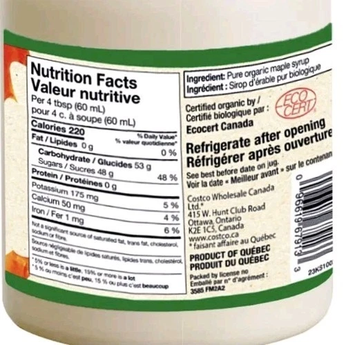 Kirkland Maple Syrup- Organic, Made In Canada 1 L - Image 3 of 3