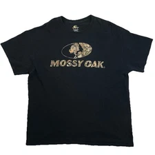 Mossy Oak Outdoor Black Camo Logo Hunting T-Shirt Men’s Size XL