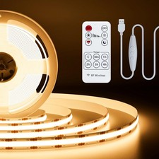 PAUTIX 5V USB COB LED Strip 6.56ft/3000k in-line Dimmer RF Remote , 3000K