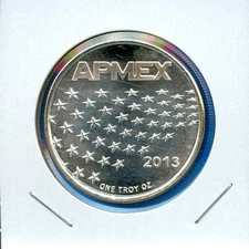 2013 APMEX American Flag .999 Silver 1oz Art Round Bullion #35 Semi Proof Like