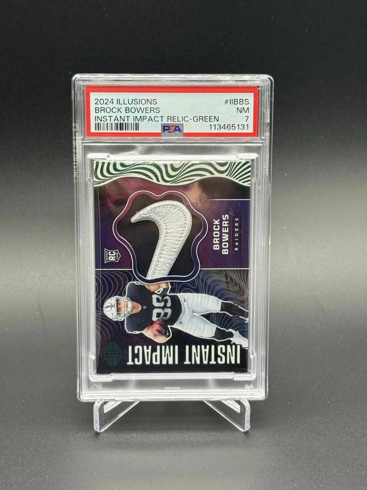 Brock Bowers Panini Illusions Instant Impact Relics #IIBBS Green