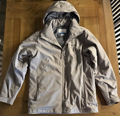 Columbia Jacket Mens Medium Gray Hooded Softshell Full Zip Outdoor Hiking Coat