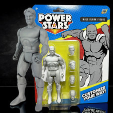 Power Stars 5” Retro-Feel Blank Action Figures - Customizable Hero Template