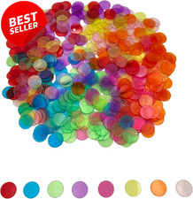 500pc Bingo Chips 3/4" Transparent 8 Color Counting Markers Classroom Games - US