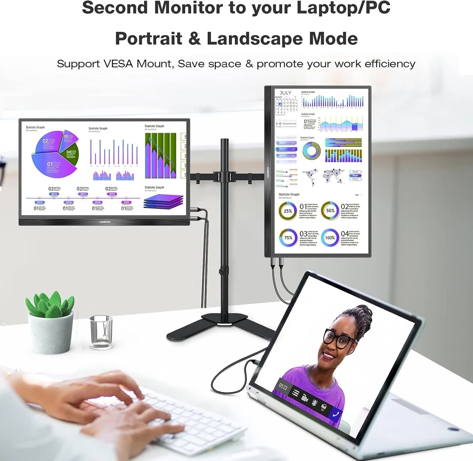 New 15.6"1080P Portable Monitor IPS Display External Monitor for Laptop USB C - Image 3 of 4