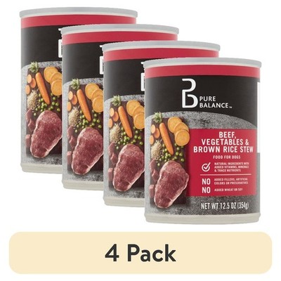(4 pack) Beef, Vegetable & Brown Rice Flavor Stew Wet Dog Food for Adult,