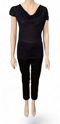 Escada Shirt Wasserfall Kragen Schwarz Gr. XS