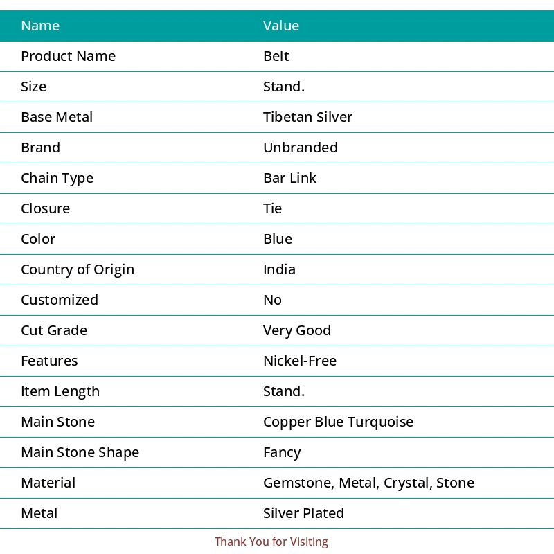 Cinturón de plata de ley 925 con piedras preciosas turquesa azul cobre natural f211 Foto 3 de 4