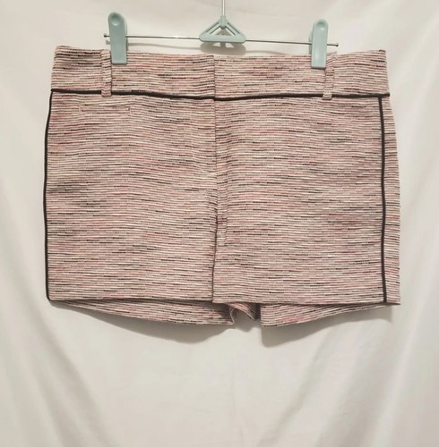 Ann Taylor LOFT Chino Shorts Women Sz 4 Pink Black Striped Twill Dressy
