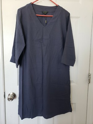 NWT For Cynthia Linen Blend Dress Size M 3/4 Sleeves V-neck | eBay