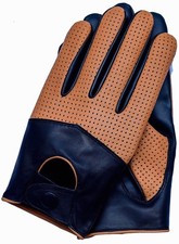 Riparo Men's Genuine Leather Half Mesh Driving Gloves