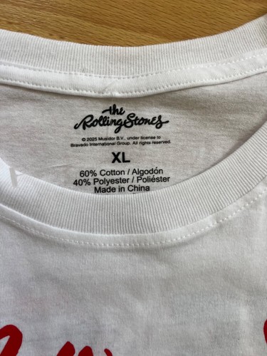 Rolling Stones Live in Concert 1966 UK Tour White Cotton T-Shirt Woman sz XL NEW - Picture 4 of 5