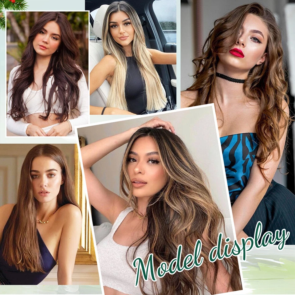 Natural Invisible Wire in Hair Extensions Wavy Long One Piece 100% Real as Human - Image 2 of 4