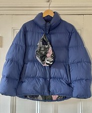 Marimekko X Uniqlo Ultra Light Women’s Blue Down Parka Jacket Xs Uk 6-8 Eu 34-36