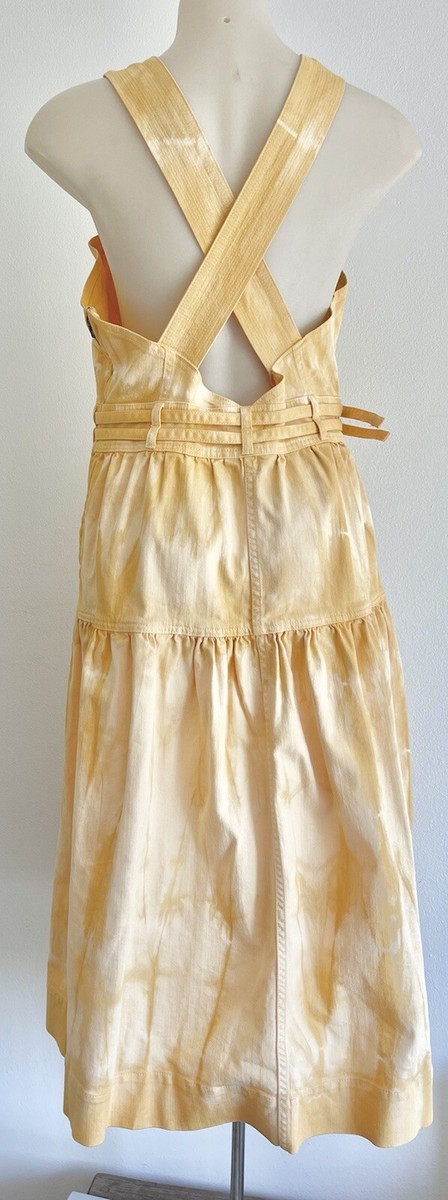 Robe Ulla Johnson Blithe - Couleur Wheat Tie Dye Sur Denim - Taille UK 12 (46) - Manches Asymétriques Sans Manches - Occasion Très Bon état