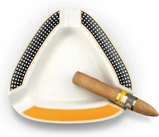Triangle Ceramic Cigar Ashtray 3 Slot Holder Large For Patio Outdoors Gift Box