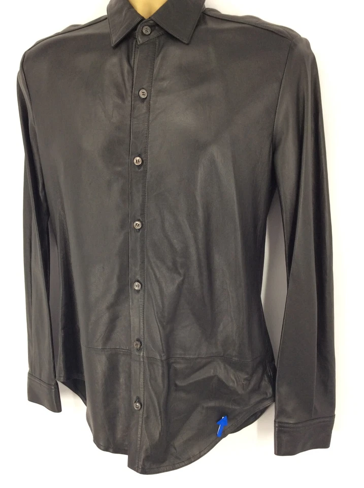 CAMISA DE CUERO NEGRA DNM 15 PARA HOMBRE ABOTONADA NEGRA XS PRECIO DE VENTA SUGERIDO POR EL FABRICANTE 695 £ ANUNCIO Foto 4 de 4