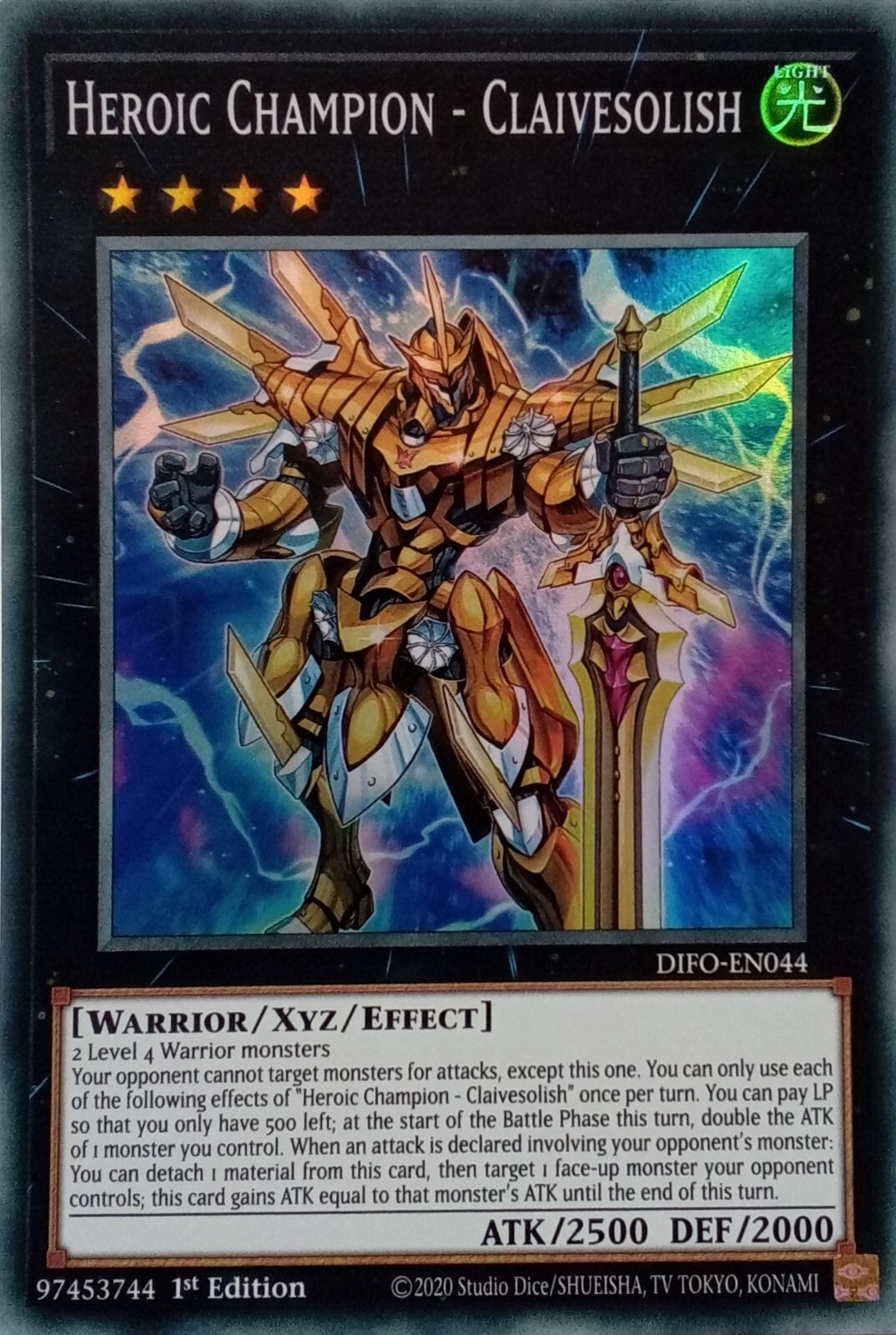 DIFO-EN044 Heroic Champion Claivesolish Super Rare 1st Edition Yugioh Card