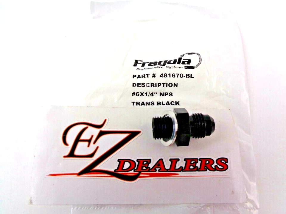 FRA-481670-BL Fragola -6 AN 公头至 1/4 NPS 直变速器配件 Blk — 第 3/3 张图片