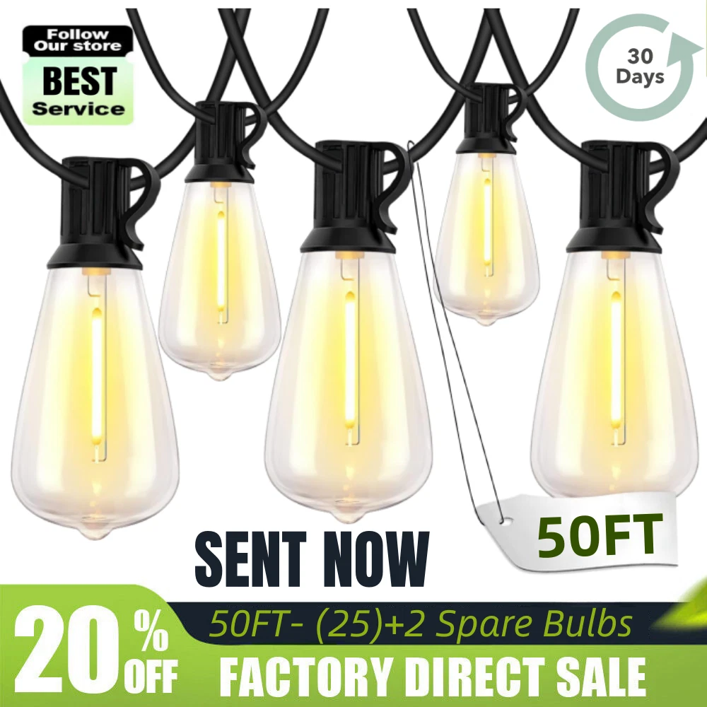 Outdoor String Lights Patio Lights Outdoor for Yard Gazebo Market Bistro Lights
Opens in a new windo